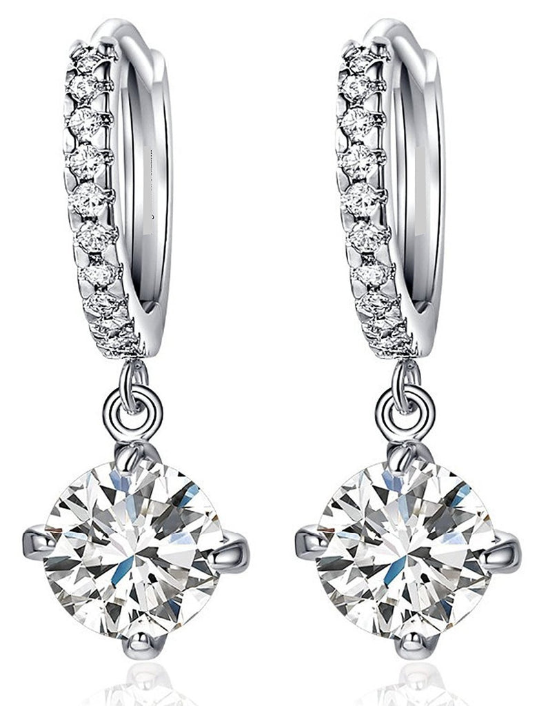 Diamond Heart Stud Earrings, Pave Diamonds, Platinum, JER225